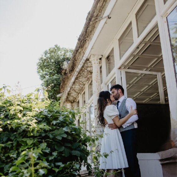 50s Style White A-Line Dress - Picture 2 of 3
